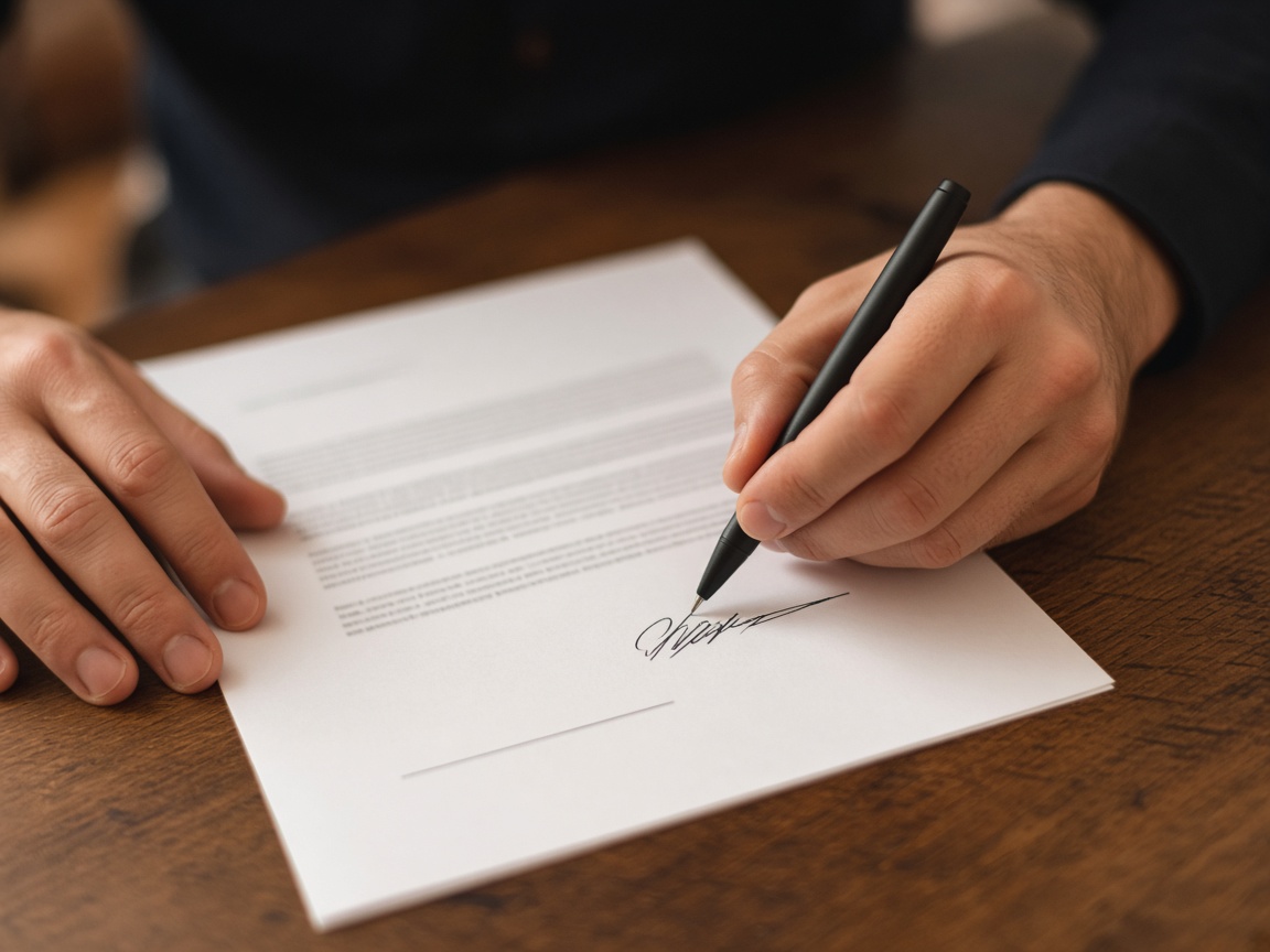 Person signing a contract